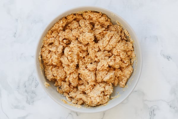 Lemon slice biscuit base mixture in a bowl.