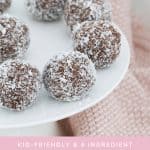 A plate of rum balls suitable for kids.